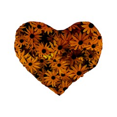 Rudbeckias  Standard 16  Premium Flano Heart Shape Cushions by Sobalvarro