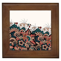 Orange Baatik Print Framed Tile by designsbymallika