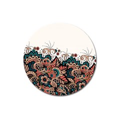 Orange Baatik Print Magnet 3  (round) by designsbymallika