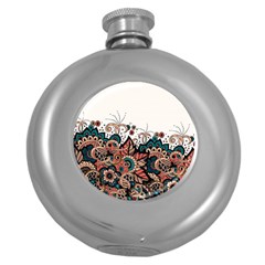 Orange Baatik Print Round Hip Flask (5 Oz) by designsbymallika