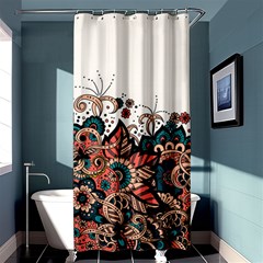 Orange Baatik Print Shower Curtain 36  X 72  (stall)  by designsbymallika