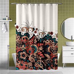 Orange Baatik Print Shower Curtain 48  X 72  (small)  by designsbymallika