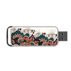 Orange Baatik Print Portable Usb Flash (one Side) by designsbymallika