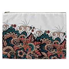 Orange Baatik Print Cosmetic Bag (xxl) by designsbymallika