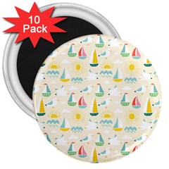 Ships Pattern Love 3  Magnets (10 Pack)  by designsbymallika