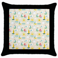 Ships Pattern Love Throw Pillow Case (black) by designsbymallika