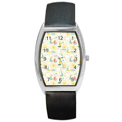 Ships Pattern Love Barrel Style Metal Watch by designsbymallika