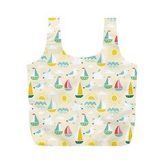 Ships Pattern Love Full Print Recycle Bag (m) by designsbymallika