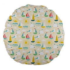 Ships Pattern Love Large 18  Premium Flano Round Cushions by designsbymallika