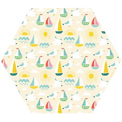 Ships Pattern Love Wooden Puzzle Hexagon by designsbymallika