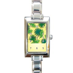 Yellow Tropical Pattern Rectangle Italian Charm Watch by designsbymallika