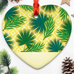 Yellow Tropical Pattern Ornament (heart) by designsbymallika