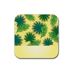 Yellow Tropical Pattern Rubber Coaster (square)  by designsbymallika