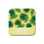 Yellow Tropical Pattern Rubber Coaster (Square)  Front