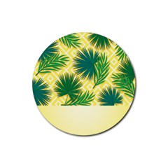 Yellow Tropical Pattern Rubber Coaster (round)  by designsbymallika