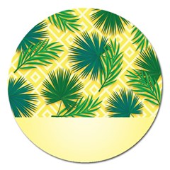 Yellow Tropical Pattern Magnet 5  (round) by designsbymallika