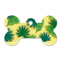 Yellow Tropical Pattern Dog Tag Bone (one Side) by designsbymallika