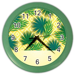 Yellow Tropical Pattern Color Wall Clock by designsbymallika