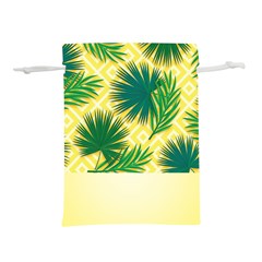 Yellow Tropical Pattern Lightweight Drawstring Pouch (l) by designsbymallika