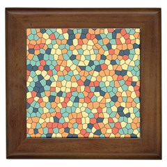 Mosaic Print Yellow Framed Tile by designsbymallika