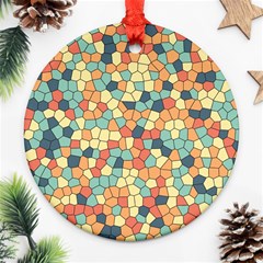 Mosaic Print Yellow Ornament (round) by designsbymallika