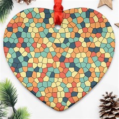 Mosaic Print Yellow Ornament (heart) by designsbymallika