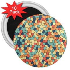 Mosaic Print Yellow 3  Magnets (10 Pack)  by designsbymallika