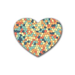 Mosaic Print Yellow Heart Coaster (4 Pack)  by designsbymallika