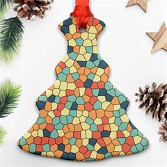 Mosaic Print Yellow Christmas Tree Ornament (two Sides) by designsbymallika