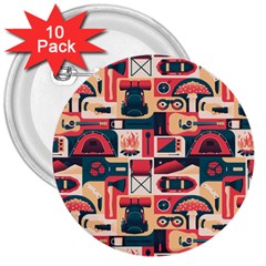 Guitar And Trip 3  Buttons (10 pack) 