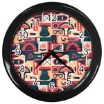 Guitar And Trip Wall Clock (Black) Front