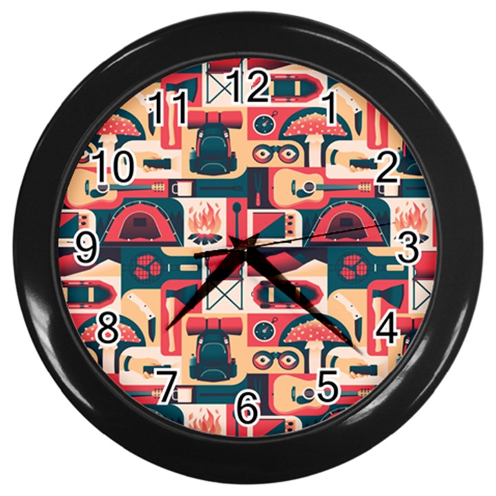 Guitar And Trip Wall Clock (Black)