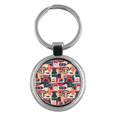 Guitar And Trip Key Chain (Round)