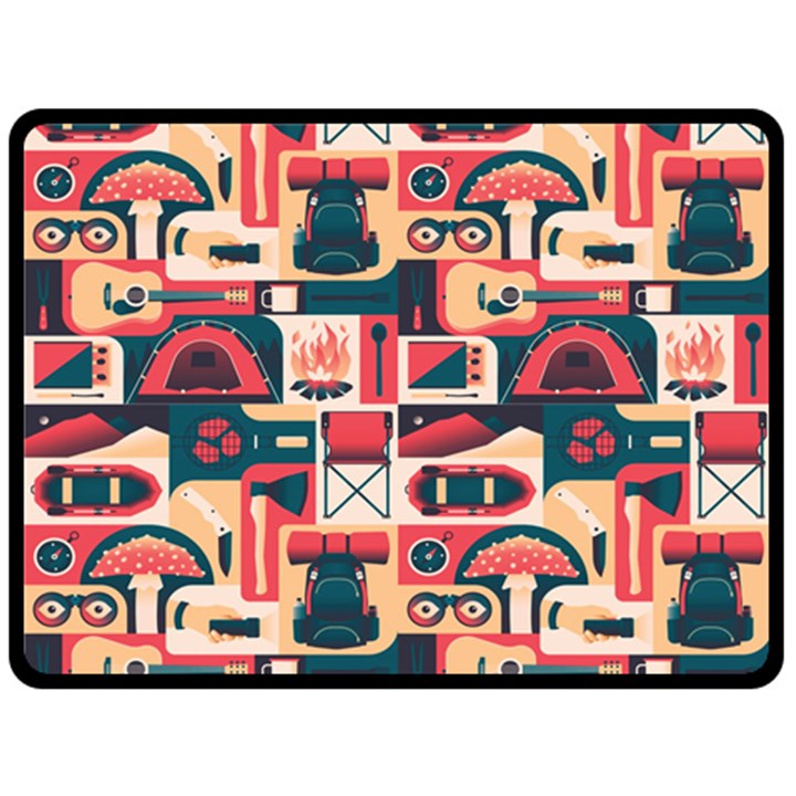 Guitar And Trip Fleece Blanket (Large) 