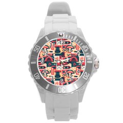 Guitar And Trip Round Plastic Sport Watch (L)