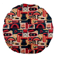 Guitar And Trip Large 18  Premium Flano Round Cushions by designsbymallika