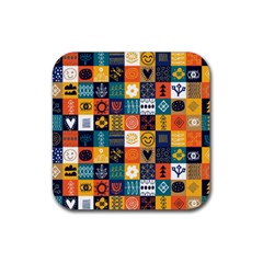 Tribal Love Pattern Rubber Coaster (square)  by designsbymallika