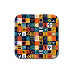 Tribal Love Pattern Rubber Square Coaster (4 Pack)  by designsbymallika