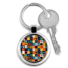 Tribal Love Pattern Key Chain (round) by designsbymallika