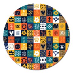 Tribal Love Pattern Magnet 5  (round) by designsbymallika