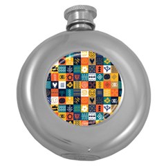 Tribal Love Pattern Round Hip Flask (5 Oz) by designsbymallika