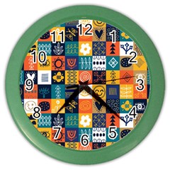 Tribal Love Pattern Color Wall Clock by designsbymallika