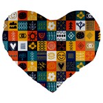 Tribal Love Pattern Large 19  Premium Heart Shape Cushions Front