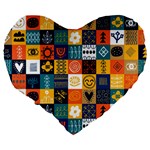 Tribal Love Pattern Large 19  Premium Heart Shape Cushions Back