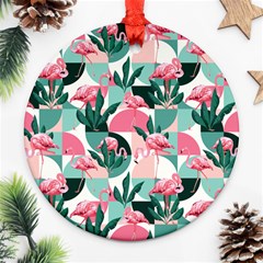 Beautiful Flamingo Pattern Ornament (round) by designsbymallika