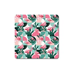 Beautiful Flamingo Pattern Square Magnet by designsbymallika