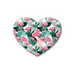 Beautiful Flamingo Pattern Heart Coaster (4 Pack)  by designsbymallika