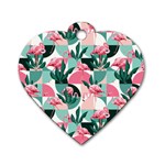 Beautiful Flamingo Pattern Dog Tag Heart (Two Sides) Front