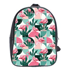 Beautiful Flamingo Pattern School Bag (large) by designsbymallika