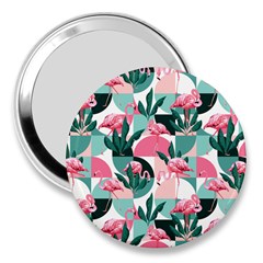 Beautiful Flamingo Pattern 3  Handbag Mirrors by designsbymallika